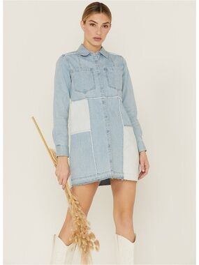 Cleo + Wolf Patchwork Denim Dress